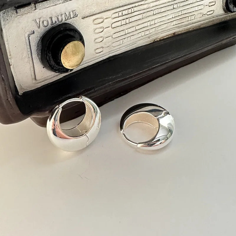 925 Sterling Silver Earrings For Women Trendy Simple Circle Handmade Earring Jewelry Prevent Allergy Party Accessories Espiga Jewelry