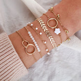 Trendy 6-Piece Stackable Bracelet Set with Adjustable Geometric & Tassel Design - Perfect for Everyday & Special Occasions Espiga Jewelry