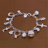 Bracelet European and American Silver Fashion Thirteen Pendant Bracelet Women&