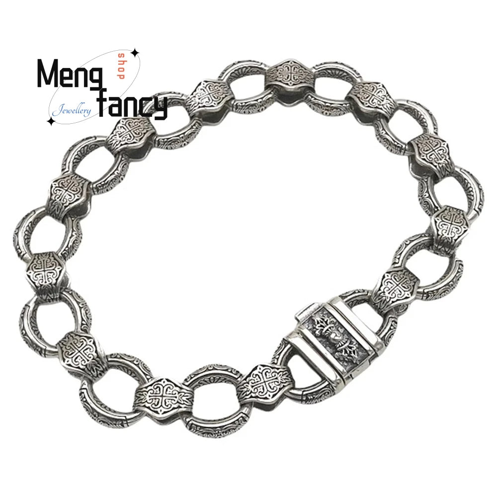 New Bracelet Is Exquisitely Carved With A Vajra Clasp, Featuring A Unique Retro, Powerful, Fashionable And High-End Look Luxury Espiga Jewelry