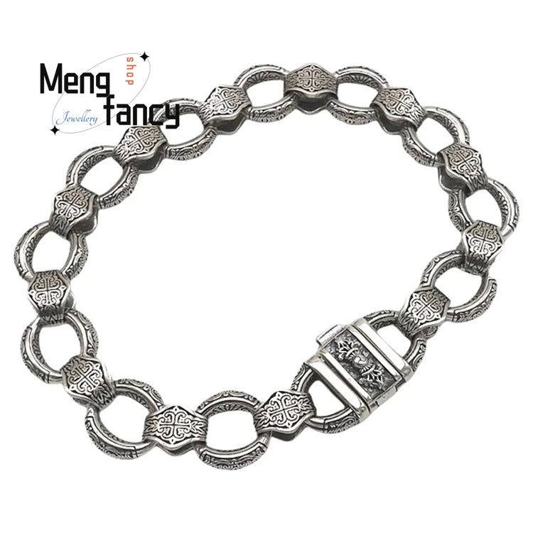 New Bracelet Is Exquisitely Carved With A Vajra Clasp, Featuring A Unique Retro, Powerful, Fashionable And High-End Look Luxury Espiga Jewelry