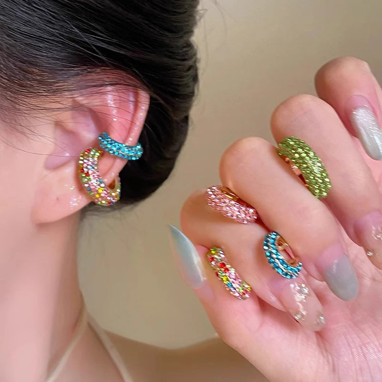 1Pcs Colorful Zircon C Shaped Cartilage Clip Earrings Women Exquisite Luxury No Pierced Copper Ear Cuff Fashion Jewelry Espiga Jewelry