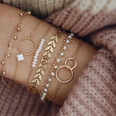 Trendy 6-Piece Stackable Bracelet Set with Adjustable Geometric & Tassel Design - Perfect for Everyday & Special Occasions Espiga Jewelry