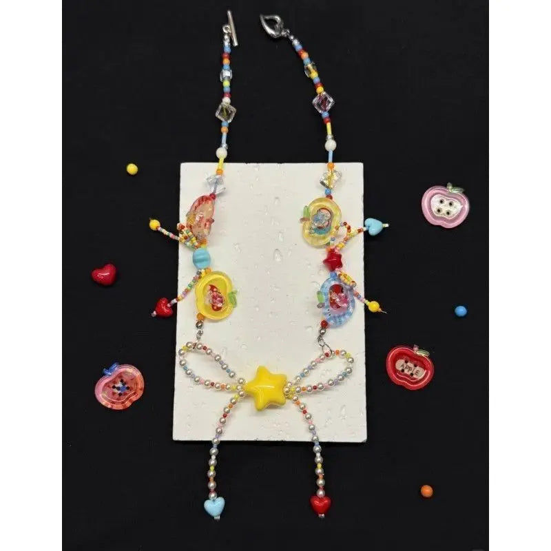 Beaded Star Bow Charm Necklace – view 4