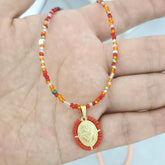 Virgin Mary Pendant Charm Necklace Women Imitation Pearl Cross Scared Heart Jesus Choker Seed Beads Gold Color Jewelry Mom Espiga Jewelry