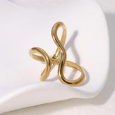 Fashion Stainless Steel Waterproof Open Ring Personality Charms PVD Real Gold 18K Plated Trendy Jewelry for Women Espiga Jewelry
