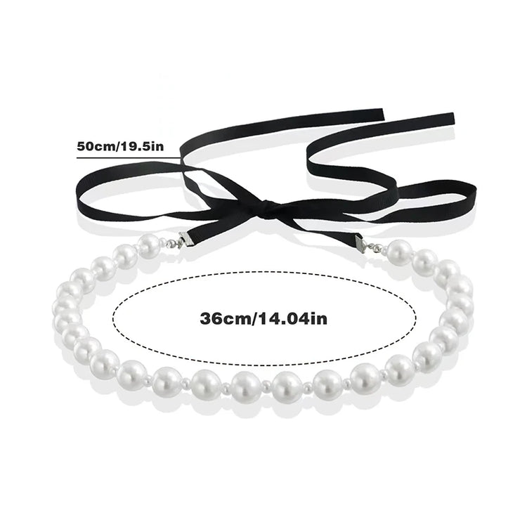Elegant Black Velvet Ribbon Bowknot Choker Necklace For Women Wed Goth Imitation Pearl Clavicle Chain Y2K Accessories Espiga Jewelry