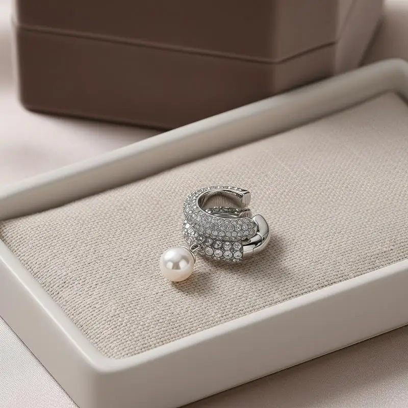 Zircon Pearl Ear Cuff Espiga Jewelry