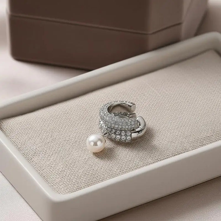 Zircon Pearl Ear Cuff Espiga Jewelry
