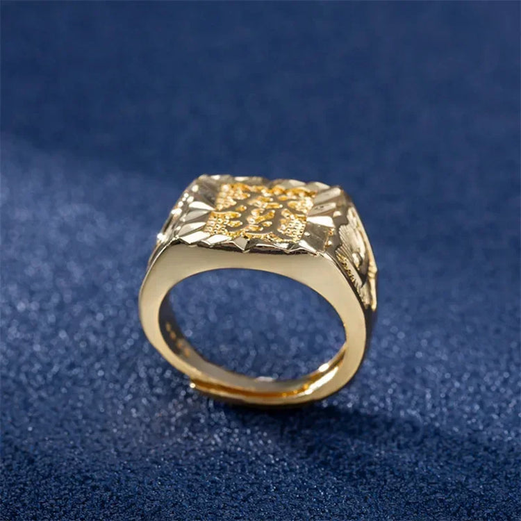 Real 18K Gold Ring for Men Anillos Mujer Rock Gemstone Genuine 18 K Gold Jewelry  Anillos De Hiphop Origin Rings Box Bizuteria Espiga Jewelry