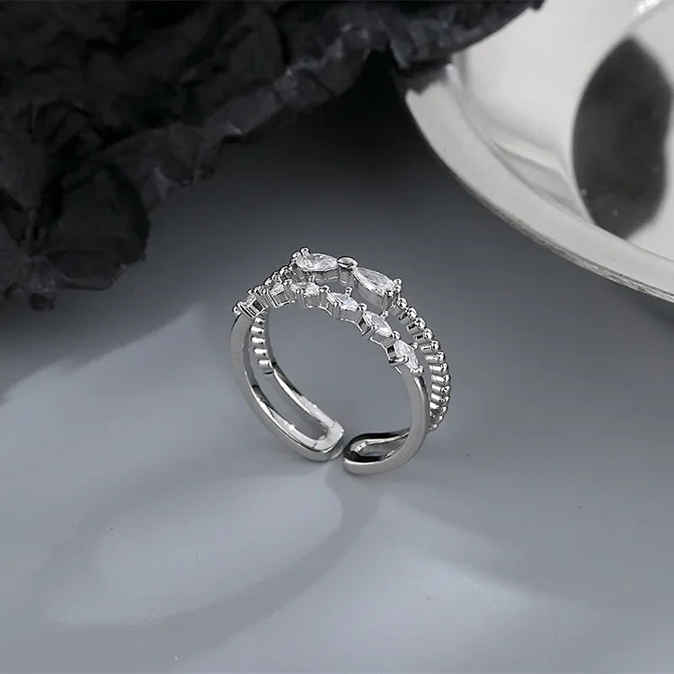 A Girl 1Pcs Fashion Delicate Zircon Bowknot Opening Adjustable Rings For Women Wedding Engagement Jewelry Gifts Espiga Jewelry