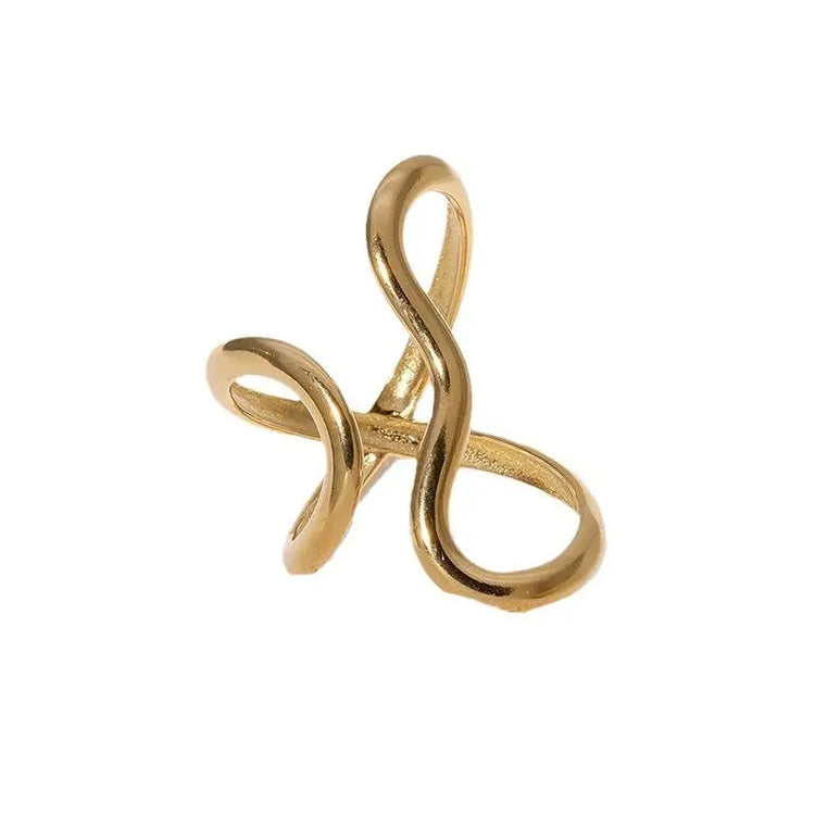 Fashion Stainless Steel Waterproof Open Ring Personality Charms PVD Real Gold 18K Plated Trendy Jewelry for Women Espiga Jewelry