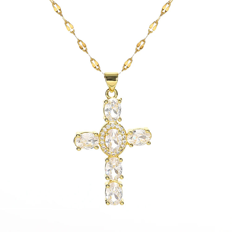 Gorgeous Cross Zircon Necklace Religious Belief Prayer Love Hope Blessing Church Jewelry Good Luck Prayer Religious Accessories Espiga Jewelry