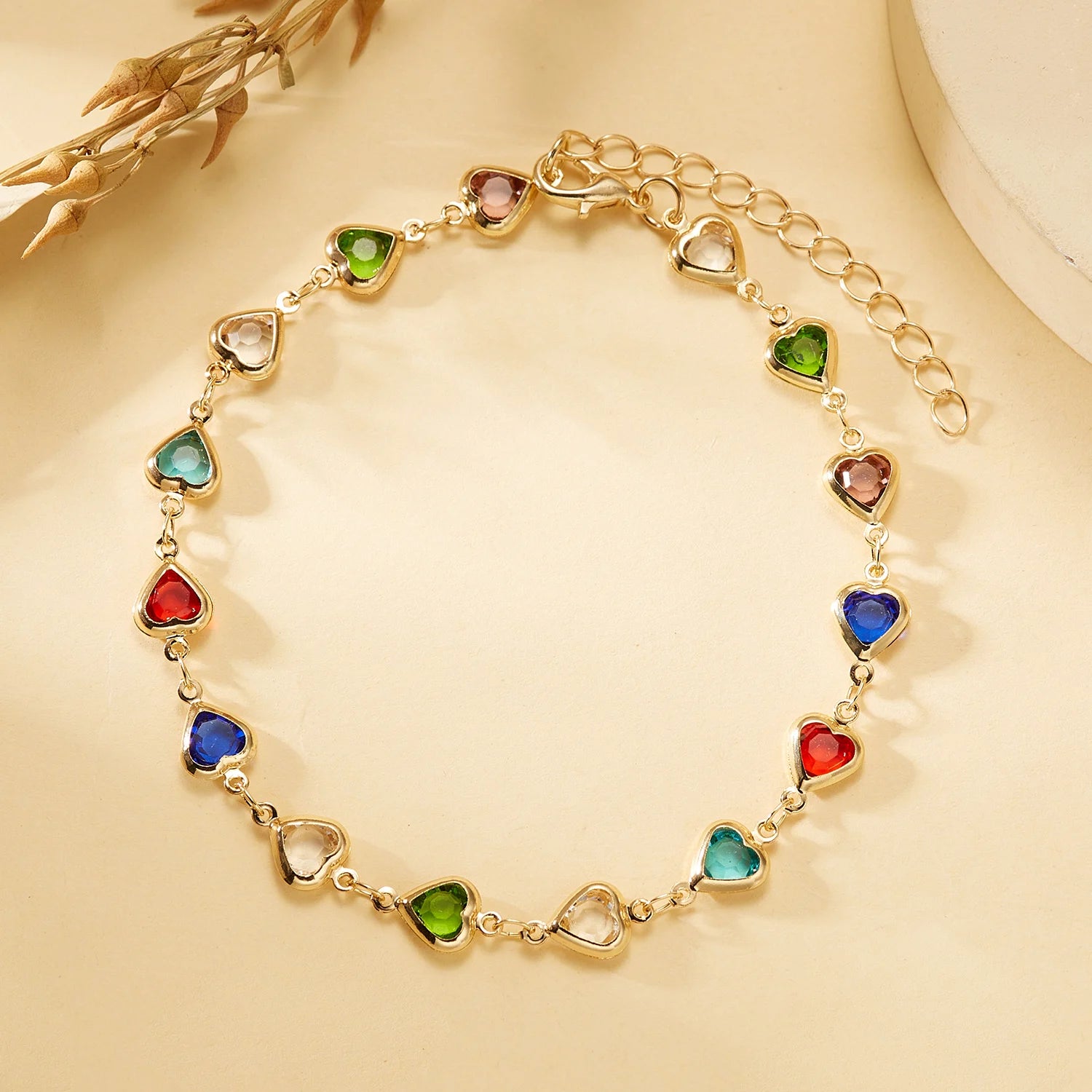 Exquisite Rainbow Zircon Heart Choker Necklace For Women Korean Crystal Gold Color Metal Chain Collar Girls Party Beach Jewelry Espiga Jewelry