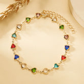 Exquisite Rainbow Zircon Heart Choker Necklace For Women Korean Crystal Gold Color Metal Chain Collar Girls Party Beach Jewelry Espiga Jewelry