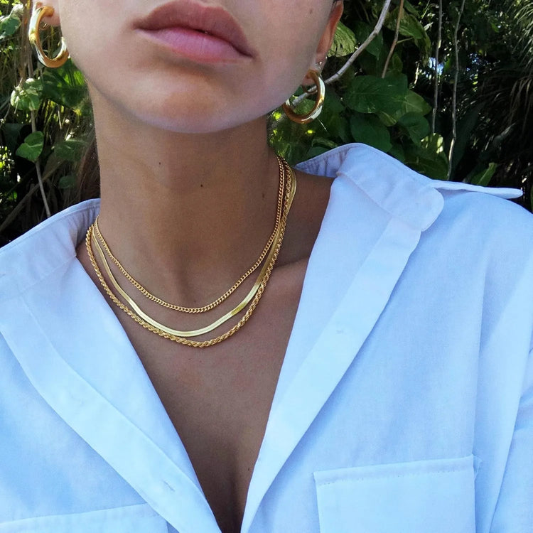 Necklace for Women Gold Necklace Silver Plated Necklace Gold Plated SnakeGold Chain Choker Necklaces Gold Jewelry Gift for Women Espiga Jewelry