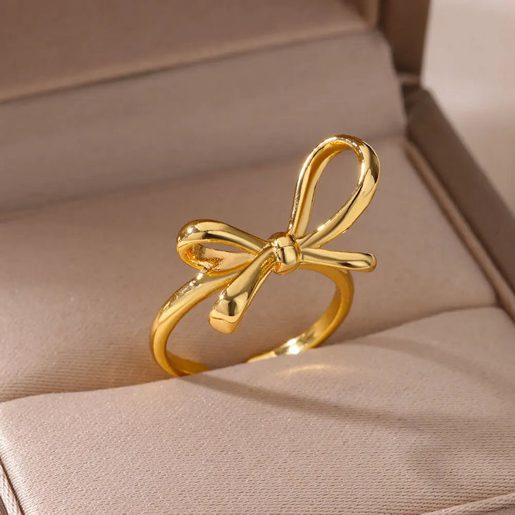 Bowknot Rings for Women Girls Open Waterproof Premium Stainless Steel Ring 2024 Trend Couple Wedding Jewelry freeshiping items Espiga Jewelry