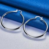 1 pair 925 sterling silver 40mm exquisite round earrings fashion women jewelry gift jewelry accessories charm party Espiga Jewelry