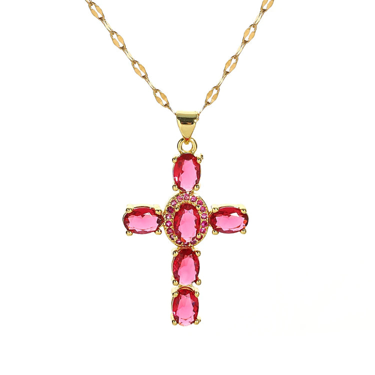Gorgeous Cross Zircon Necklace Religious Belief Prayer Love Hope Blessing Church Jewelry Good Luck Prayer Religious Accessories Espiga Jewelry