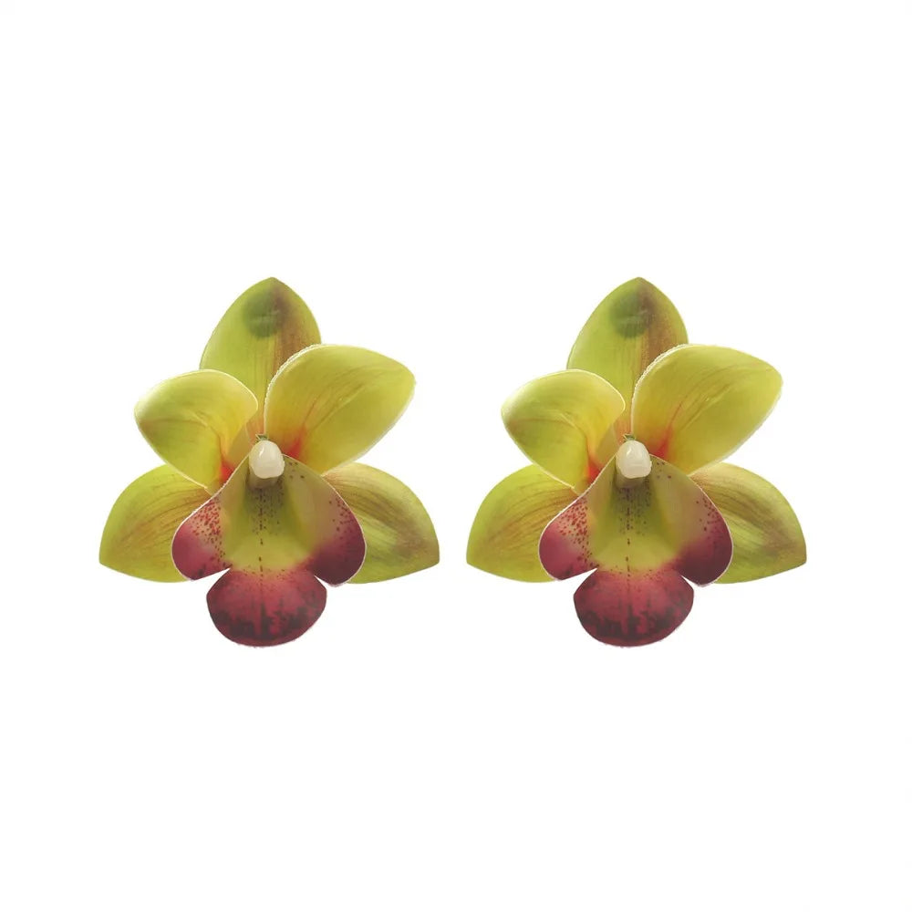 Butterfly Orchid Large Flower Earrings Korean Style Jewelry Accessories Flower Stud Earrings Minority Design Exaggerated Espiga Jewelry