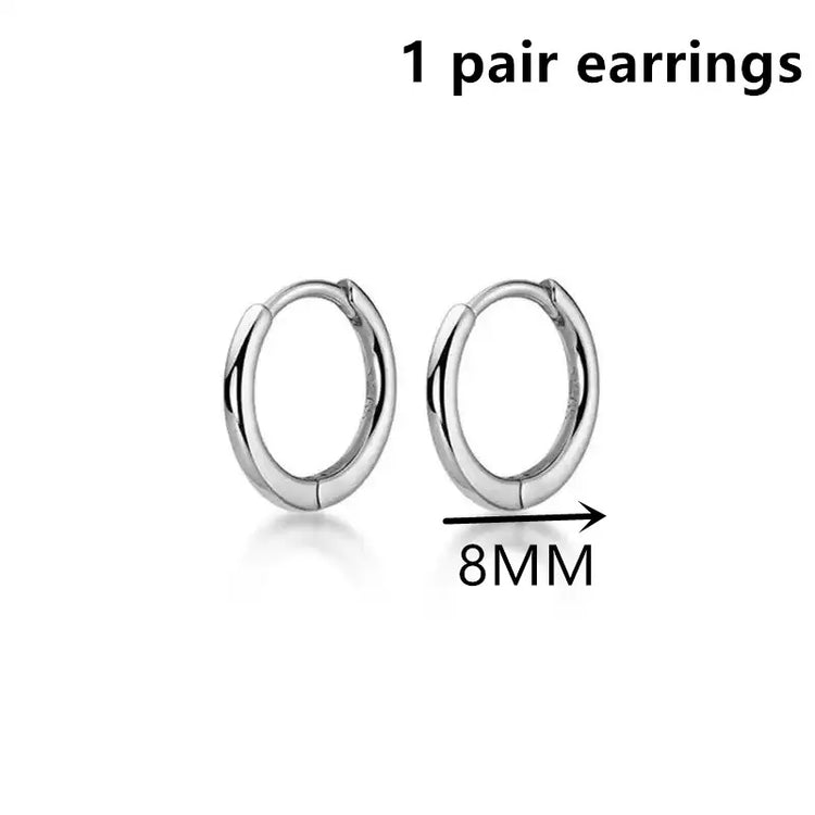 Exquisite 925 Sterling Silver Small Earrings, Plain Silver, Comfortable Earrings, Smooth Earrings, Suitable for Girls, Women Espiga Jewelry