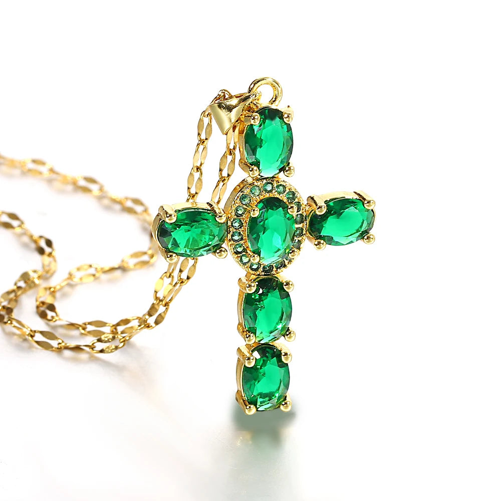 Gorgeous Cross Zircon Necklace Religious Belief Prayer Love Hope Blessing Church Jewelry Good Luck Prayer Religious Accessories Espiga Jewelry