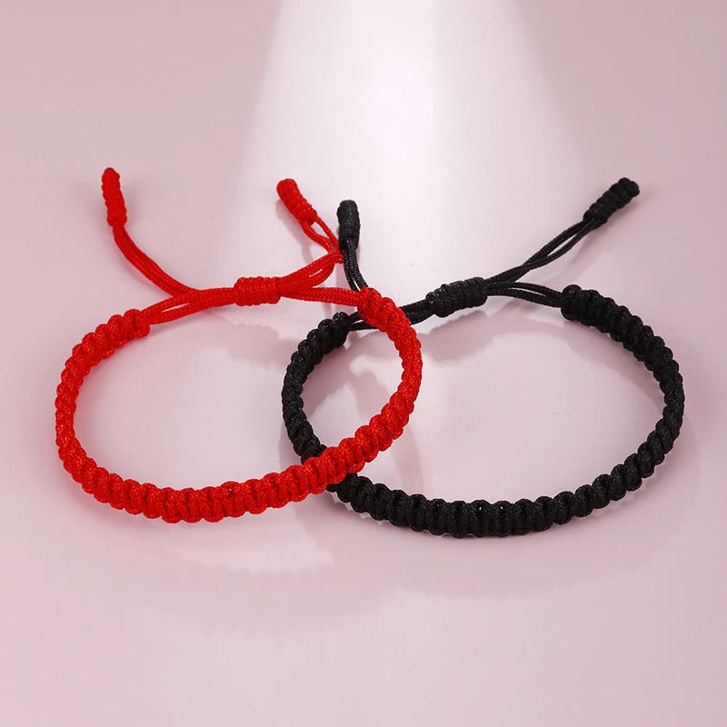 Handmade Braid String Bracelets Red Black Buddhist Tibetan Woven Rope Good Luck Amulet Bracelet for Women Girls Jewelry ﻿Gifts Espiga Jewelry