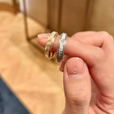 18K gold-plated rotatable single diamond ring for couples Espiga Jewelry