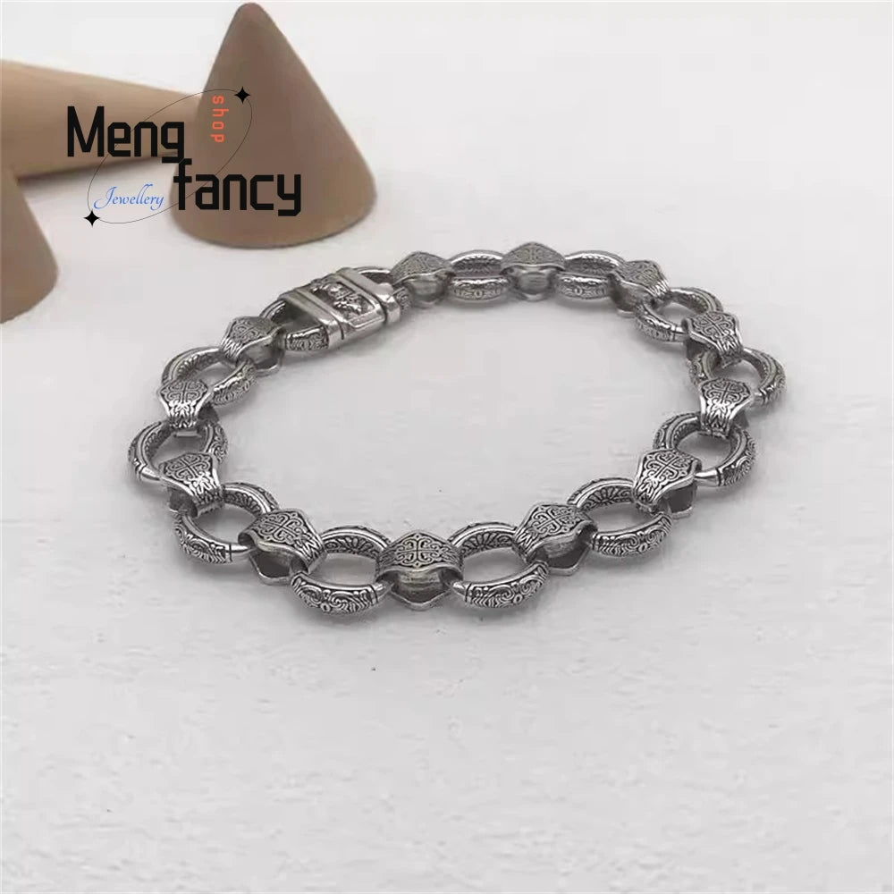 New Bracelet Is Exquisitely Carved With A Vajra Clasp, Featuring A Unique Retro, Powerful, Fashionable And High-End Look Luxury Espiga Jewelry