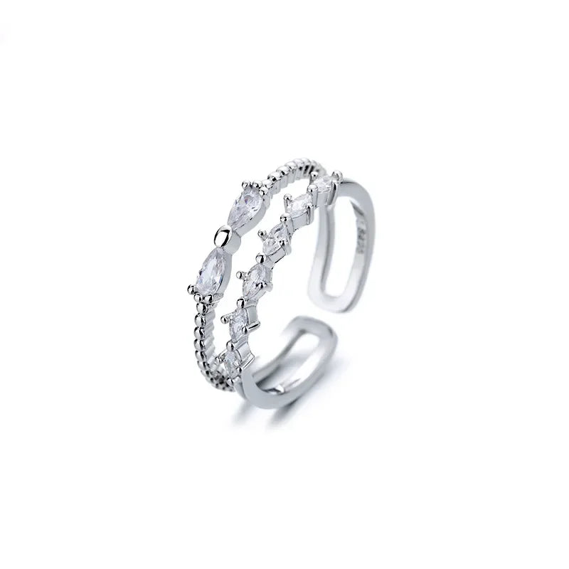 A Girl 1Pcs Fashion Delicate Zircon Bowknot Opening Adjustable Rings For Women Wedding Engagement Jewelry Gifts Espiga Jewelry