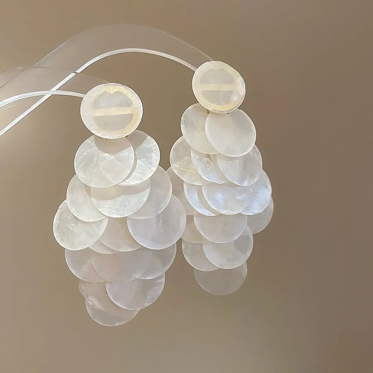Exaggerated Acrylic Seashell Tassel Earrings For Women Colorful Round Pendant Earrings Vacation Party Accessory Jewelry Gift Espiga Jewelry