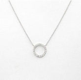 Gold Circle Stud Earrings – Silver Necklace