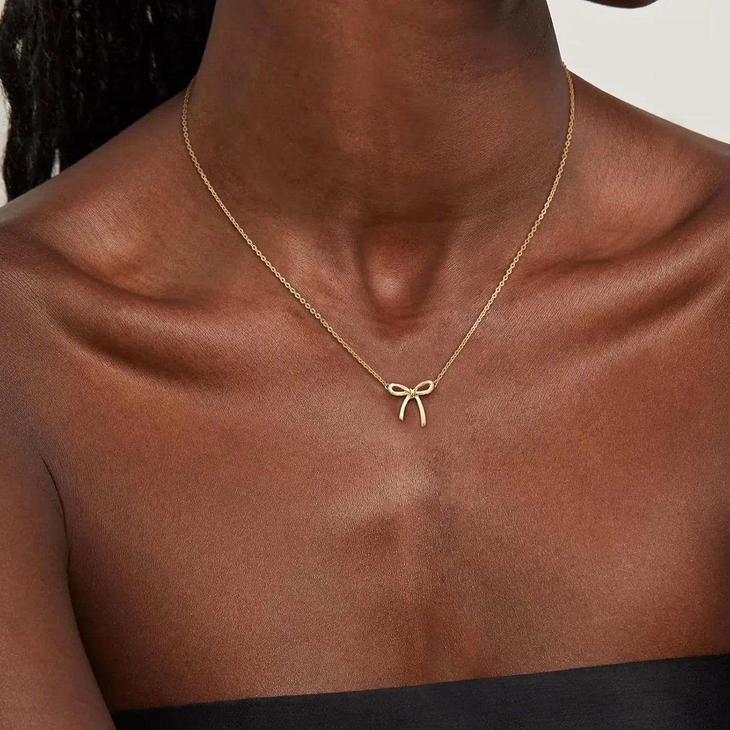 Gold Necklace for Women Bow Necklace Gold Silver Plated Necklace Cute Bow Pendant Choker Chain Necklaces for Women Jewelry Gift Espiga Jewelry