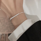 100% Solid 925 Sterling Silver Metal Bracelets for Women Men Beads Adjuatable Handmade Simple Bracelet Birthday Christmas Gift Espiga Jewelry