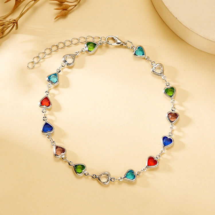 Exquisite Rainbow Zircon Heart Choker Necklace For Women Korean Crystal Gold Color Metal Chain Collar Girls Party Beach Jewelry Espiga Jewelry