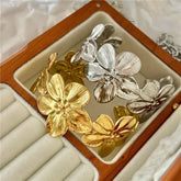 2025 New Personality Wide Flower Bracelet Opening Geometric Adjustable Hand Jewelry Wholesale Party Gift Espiga Jewelry