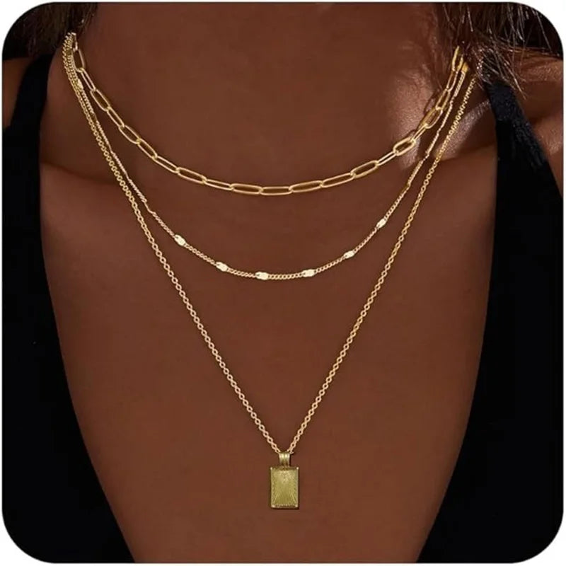 New Fashion Cross Pendant Necklace for Women Toggle Clasp Rectangle Necklaces Paperclip Collarbone Chain Christian Faith Jewelry Espiga Jewelry