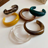 Smooth Round Acrylic Cuff Bangles for Women Vintage Exaggerated Jelly Color Smudging Bangle Wide Resin Bracelet Accessories M1 Espiga Jewelry
