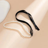Elegant Black Velvet Ribbon Bowknot Choker Necklace For Women Wed Goth Imitation Pearl Clavicle Chain Y2K Accessories Espiga Jewelry