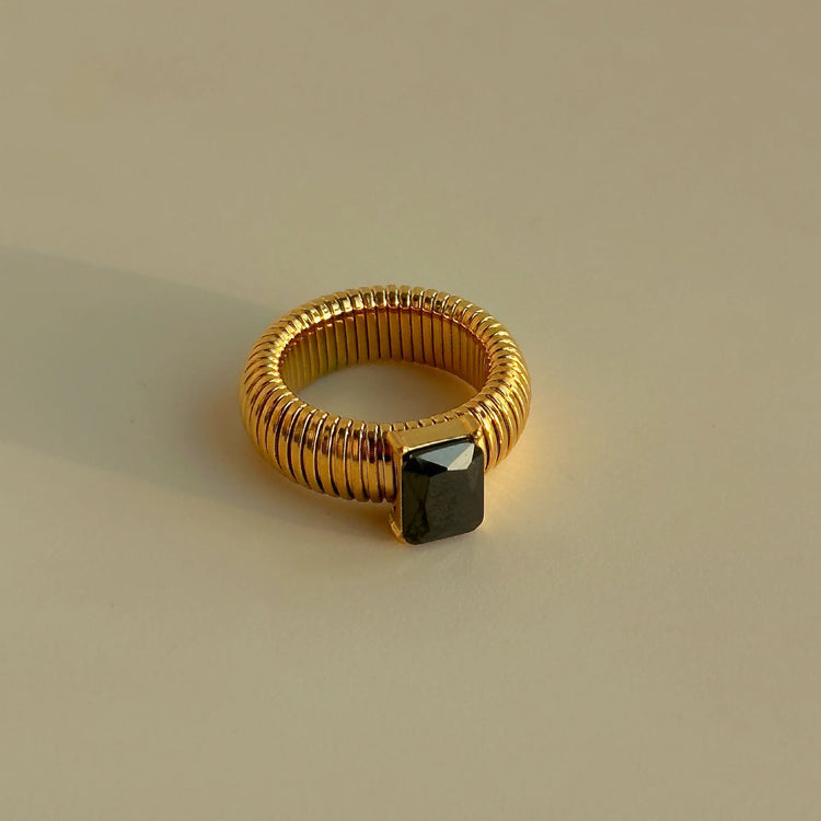 Colorful Zircon Stretch Ring – Black