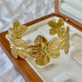2025 New Personality Wide Flower Bracelet Opening Geometric Adjustable Hand Jewelry Wholesale Party Gift Espiga Jewelry