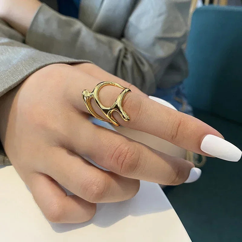 Gold Vintage Pleated Open Ring – Gold