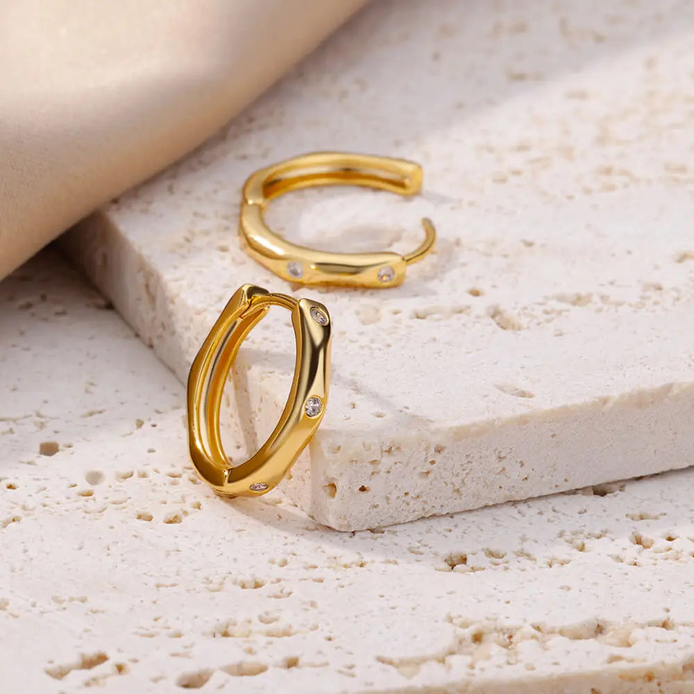 Elegant Round Earrings for Women Girls Luxury Stainless Steel Hoop Earrings Vintage Wedding Engagement Aesthetic Jewerly aretes Espiga Jewelry