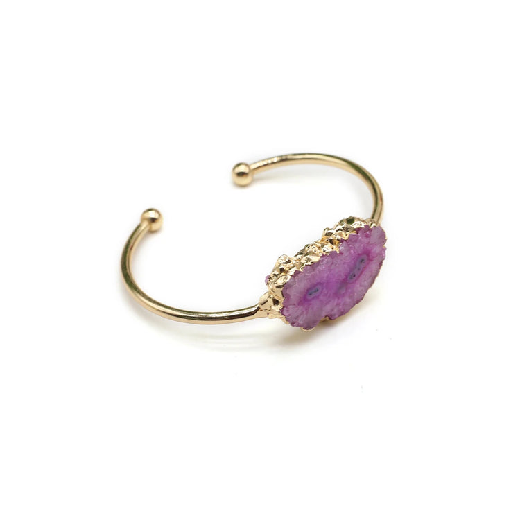 Fashion Jewerly Gift Bracelets Femme Acier Inoxidable Zinc Alloy Cuff Bracelet Fashion Colorful Natural Embryo Agate Stone Espiga Jewelry