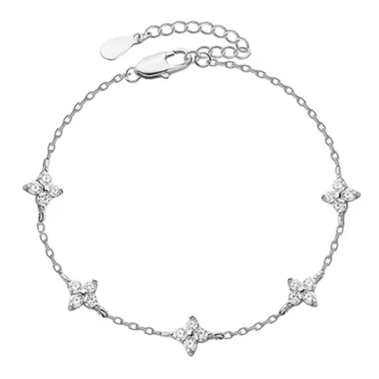 High Quality Crystal Four Leaf Flower Bracelet for Women Clasic Trendy Gold Color Stainless Steel Zircon Bangle Jewelry Gift Espiga Jewelry