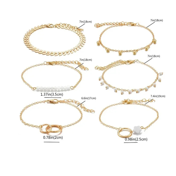 Trendy 6-Piece Stackable Bracelet Set with Adjustable Geometric & Tassel Design - Perfect for Everyday & Special Occasions Espiga Jewelry