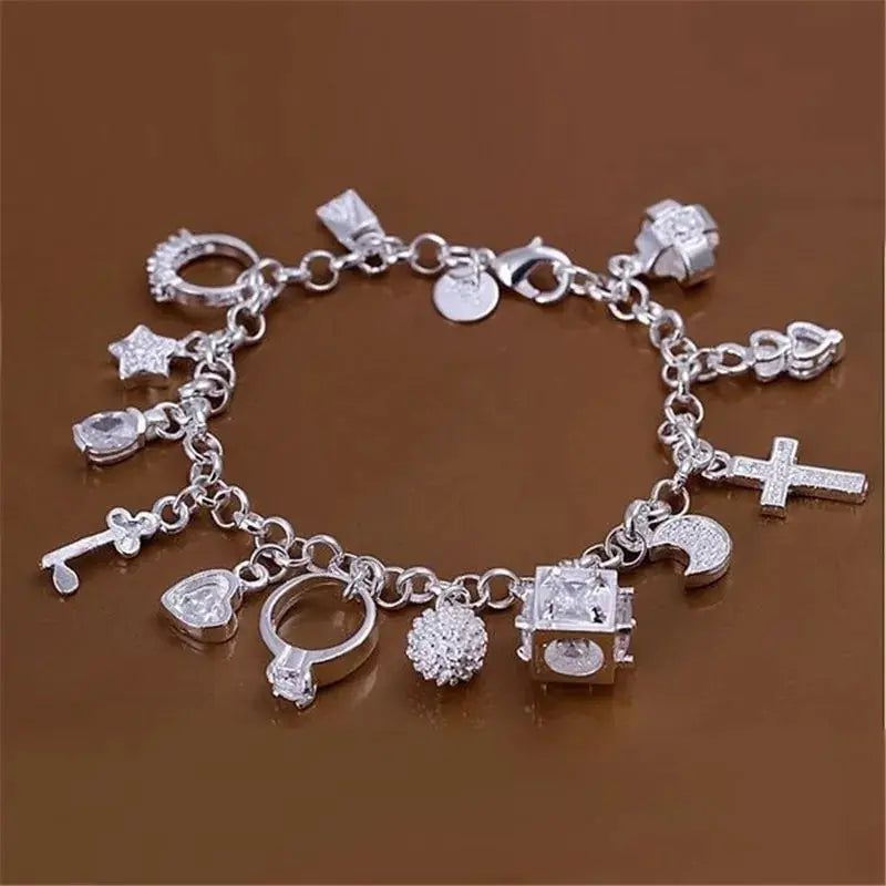 Bracelet European and American Silver Fashion Thirteen Pendant Bracelet Women&