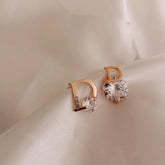 Simple Asymmetric D-shaped Earrings, Internet-famous Versatile Small Zircon Eardrops, Elegant Fashionable Light Luxury Earrings Espiga Jewelry