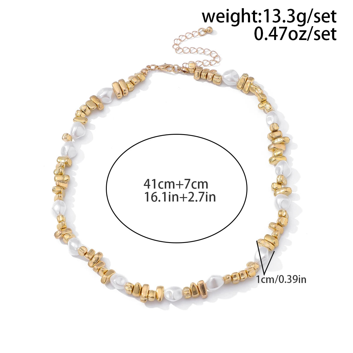 KunJoe Elegant Imitation Pearl Choker Necklace Women Retro Gold Color Acrylic Beaded Clavicle Chain Party Jewelry on the Neck、 Espiga Jewelry
