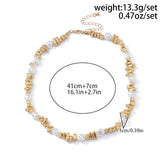 KunJoe Elegant Imitation Pearl Choker Necklace Women Retro Gold Color Acrylic Beaded Clavicle Chain Party Jewelry on the Neck、 Espiga Jewelry